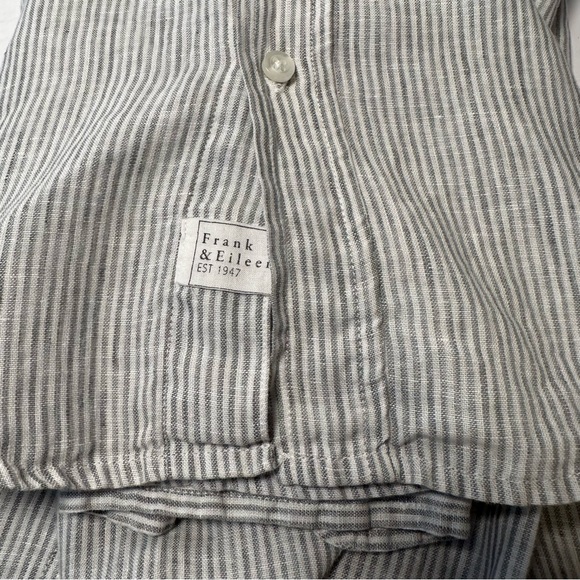 Frank & Eileen Barry Striped Button Down Shirt 100% Linen Classic Medium - Picture 6 of 8